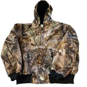 Vtg Carhartt Realtree Camo Coat J220 CAP Sz 2XL Brown Hunting Jacket Canvas